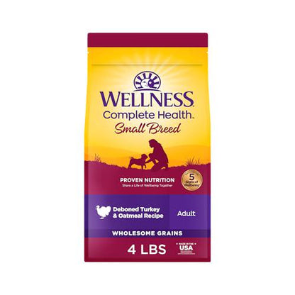 Wellness Small Breed Dry Dog Food, Turkey & Oatmeal Recipe, Natural Formula, 4 lb Bag