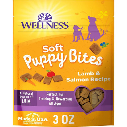 Wellness Puppy Treats 3 oz Soft Lamb and Salmon Recipe Grain Free Natural Training Snacks for Puppies