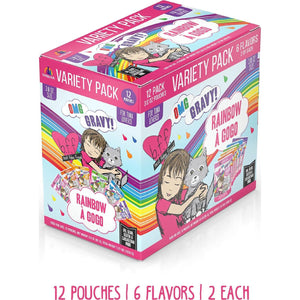 Weruva B.F.F. OMG Cat Food, Rainbow A Gogo Variety, 12 Pouch Pack, 3 oz Each, Gravy Wet Food