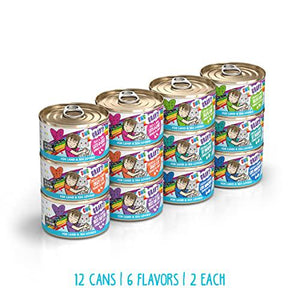 Weruva B.F.F. OMG Rainbow Road Gravy Wet Cat Food, Variety Pack, 12 Ct, 2.8 oz Cans