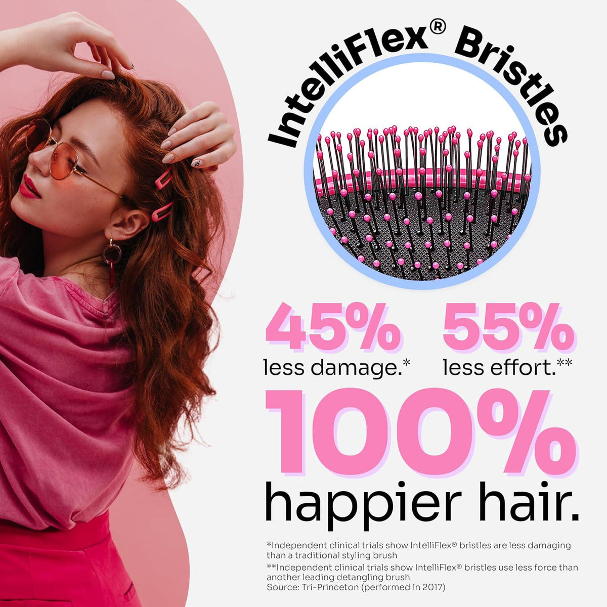 Wet Brush Detangling Brush, Original Detangler Brush (Pink) - Wet And Dry Tangle-Free Hair Brush For Women And Men - No Tangle Soft And Flexible Bristles For Straight, Curly, And Thick Hair,