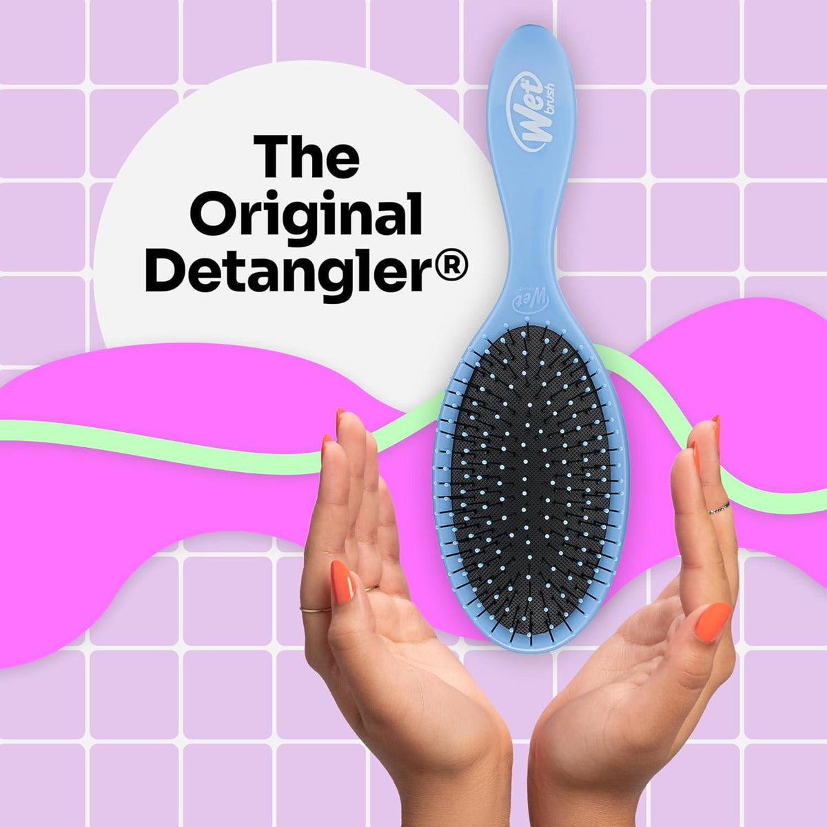 Wet Brush Detangling Brush, Original Detangler Brush (Sky) - Wet And Dry Tangle-Free Hair Brush For Women And Men - No Tangle Soft And Flexible Bristles For Straight, Curly, And Thick Hair,