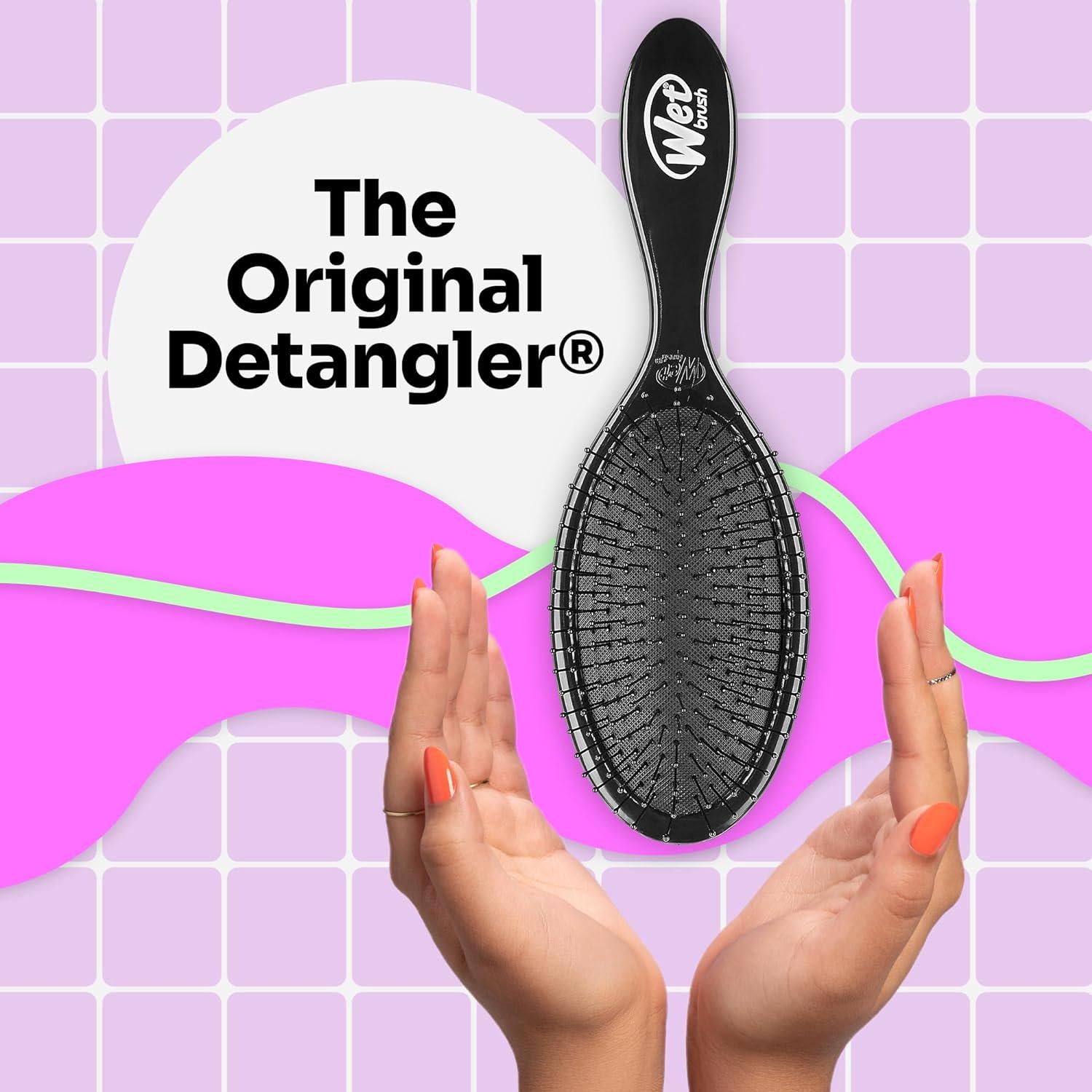 Wet Brush Original Detangler Hair Brush, Golden Gingham (Coastal Charm) - Ultra-Soft IntelliFlex Bristles - Detangling Brush Glides Through Tangles For All Hair Types (Wet Dry And Damaged) - Women And Men,