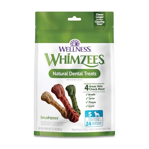 Whimzees Wellness Brushzees, 24 Ct Small Dog Dental Chews, Natural, Rawhide-Free, Helps Clean Teeth