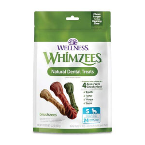 Whimzees Wellness Brushzees, 24 Ct Small Dog Dental Chews, Natural, Rawhide-Free, Helps Clean Teeth