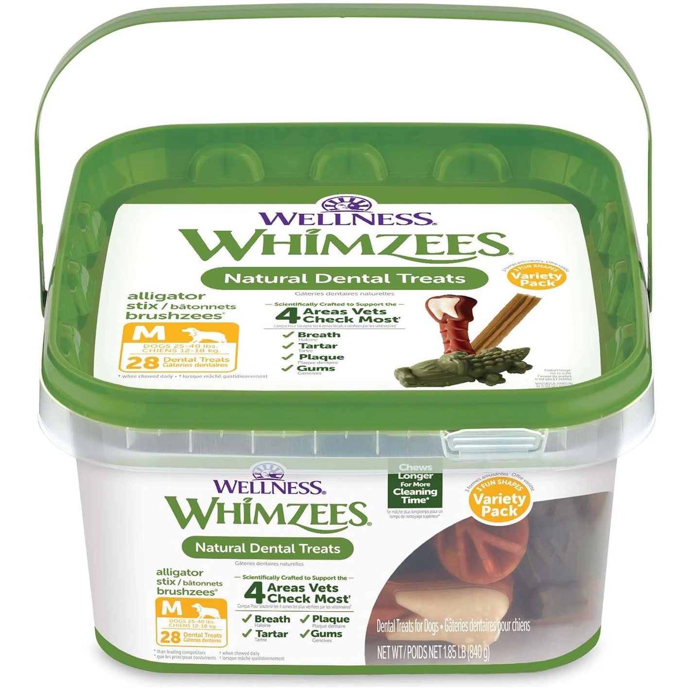 Whimzees Wellness Dog Dental Treats Medium Size Chews Variety Pack 28 Count