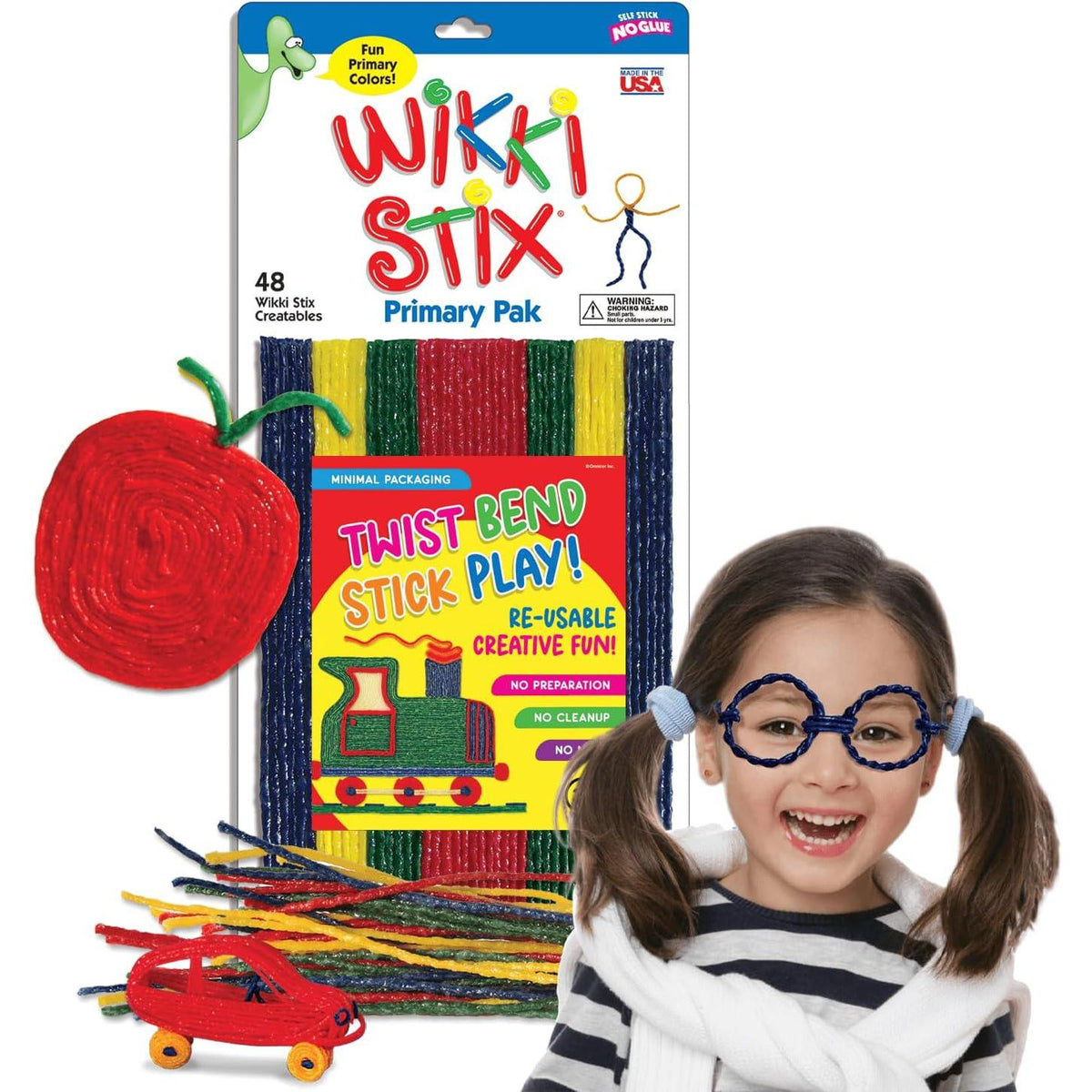 Wikki Stix Arts And Crafts For Kids Triple Play Pack, Non-Toxic, Waxed Yarn, Fidget Toy, Reusable Molding And Sculpting Playset, American Made, 3 Color Sets, 144 Count,797162548975