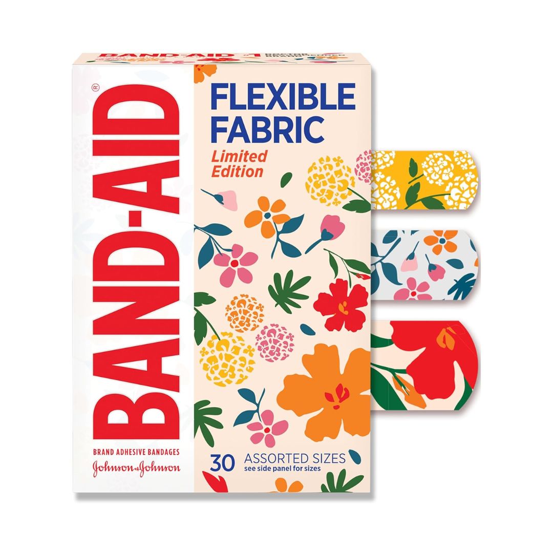 Band-Aid Brand Flexible Fabric Limited Edition Wildflower Adhesive Bandages 30 Count,381372022327