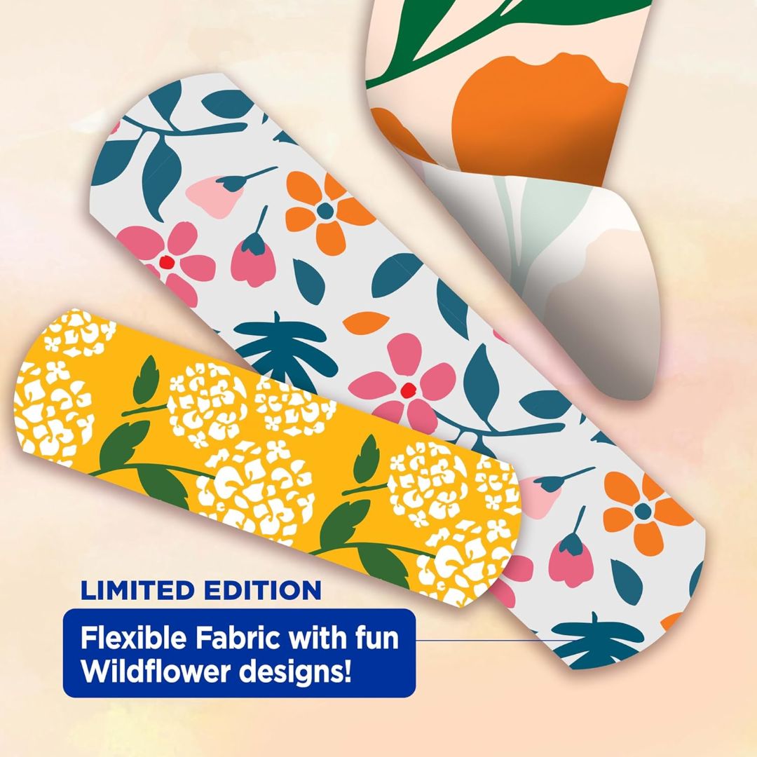 Band-Aid Brand Flexible Fabric Limited Edition Wildflower Adhesive Bandages 30 Count,381372022327