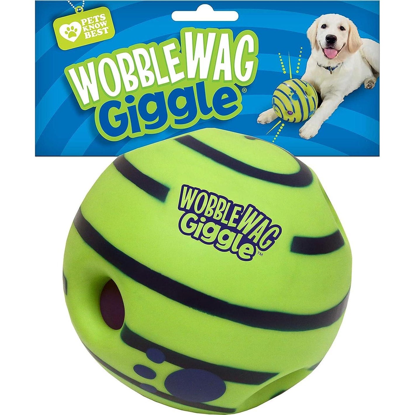 Wobble Wag Giggle Ball Dog Toy Makes Fun Sounds When Rolled or Shaken
