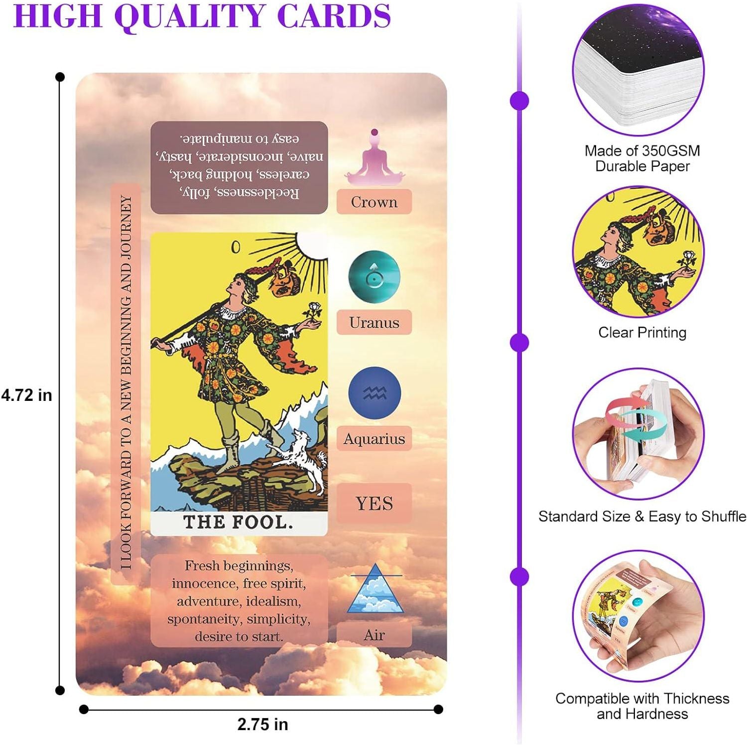 XSYLOHXL Tarot Cards For Beginners Tarot Deck With Meanings On Them Training Tarot Deck With Message For Reading Classic Learning Tarot Set,