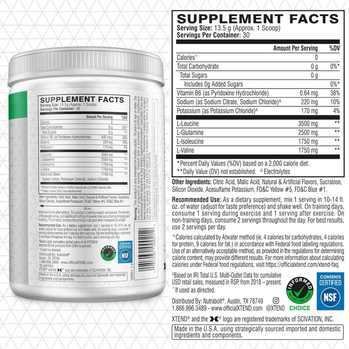 Xtend XTEND Original BCAA Powder 7g BCAA And 2.5g L-Glutamine, Sugar Free Post Workout Muscle Recovery Drink With Amino Acids For Men And Women, 30 Servings