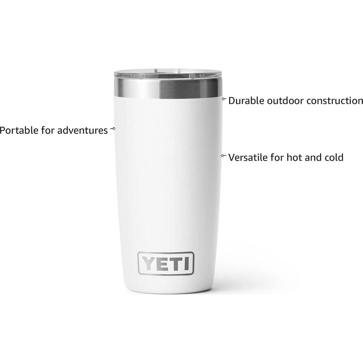 YETI Rambler 10 Oz Tumbler, Stainless Steel, Vacuum Insulated With MagSlider Lid, White,888830373668