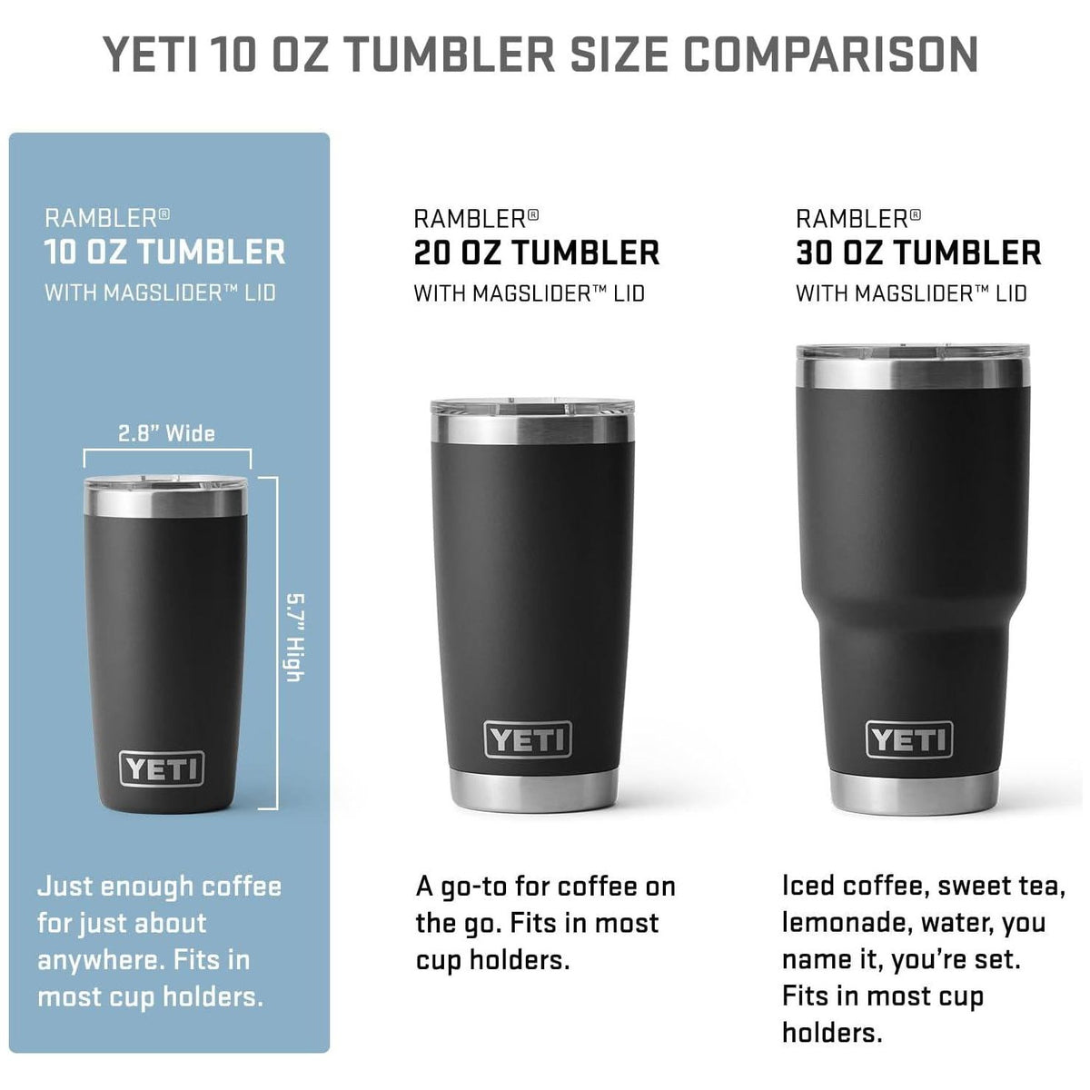 YETI Rambler 10 Oz Tumbler, Stainless Steel, Vacuum Insulated With MagSlider Lid, Big Wave Blue,888830324691