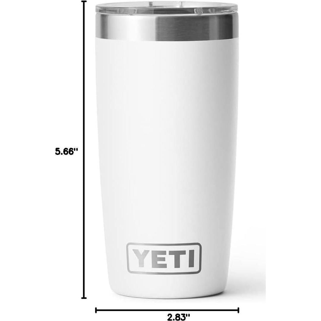 YETI Rambler 10 Oz Tumbler, Stainless Steel, Vacuum Insulated With MagSlider Lid, White,888830373668