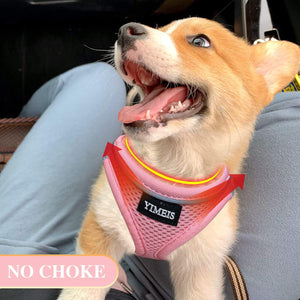 YIMEIS Pink X-Small Dog Harness and Leash Set Soft Mesh Reflective Adjustable Vest for Puppies Cats