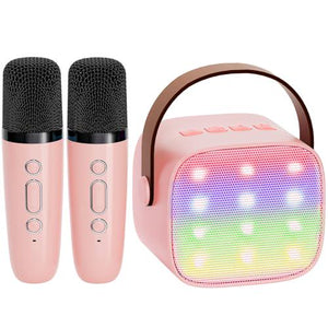 YLL Mini Karaoke Machine for Kids Bluetooth Speaker with 2 Mics Birthday Toy Gift for Ages 3 to 12 Pink