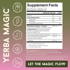 Brainista Yerba Mate Instant Tea Powder, 3-in-1 Super Drink - Clean Energy, Brain Fog Buster, And Gut Health Powered By Nootropics, Prebiotics And Probiotics | Yerba Magic Strawberry Matcha 30 Servings