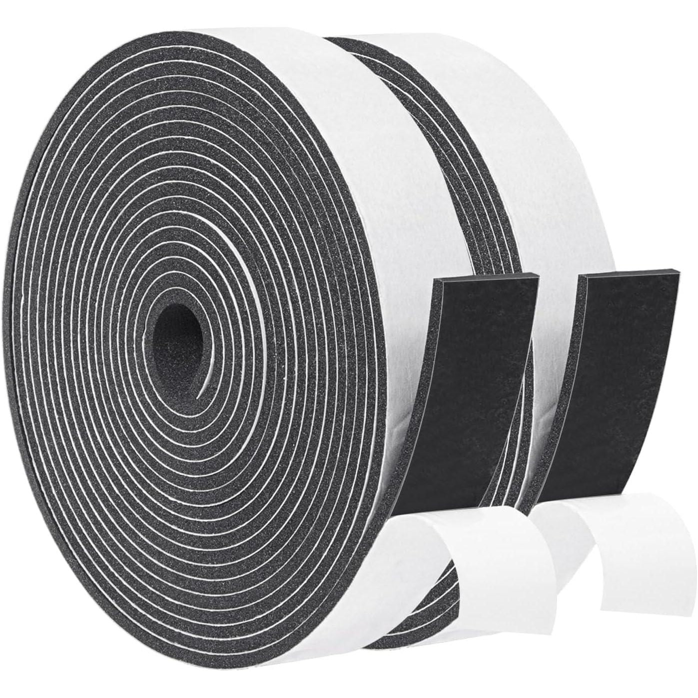 Yotache Foam Strips Adhesive 2 Rolls 1 Inch Wide X 1/8 Inch Thick, Neoprene Weather Stripping High Density Foam Tape Seal For Doors And Windows Insulation, Total 33 Feet Long (2 X 16.5 Ft Each),653846684332