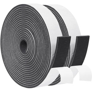 Yotache Foam Strips Adhesive 2 Rolls 1 Inch Wide X 1/8 Inch Thick, Neoprene Weather Stripping High Density Foam Tape Seal For Doors And Windows Insulation, Total 33 Feet Long (2 X 16.5 Ft Each),653846684332