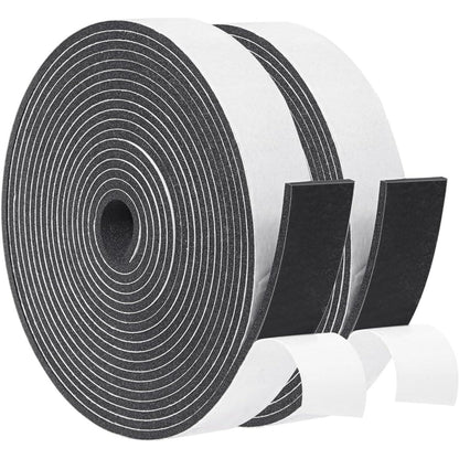 Yotache Foam Strips Adhesive 2 Rolls 1 Inch Wide X 1/8 Inch Thick, Neoprene Weather Stripping High Density Foam Tape Seal For Doors And Windows Insulation, Total 33 Feet Long (2 X 16.5 Ft Each),653846684332