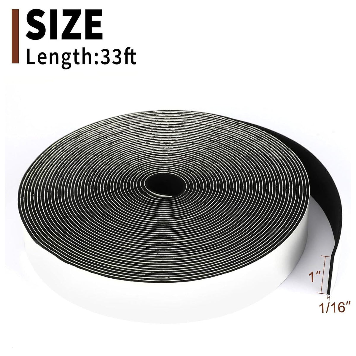 Yotache Foam Strips Adhesive 1/16 Inch Thick X 1 Inch Wide, 1.5mm Close Cell Foam Rubber Weather Stripping Tape Seal For Doors Insulation, Total 33 Feet Long,653846952783