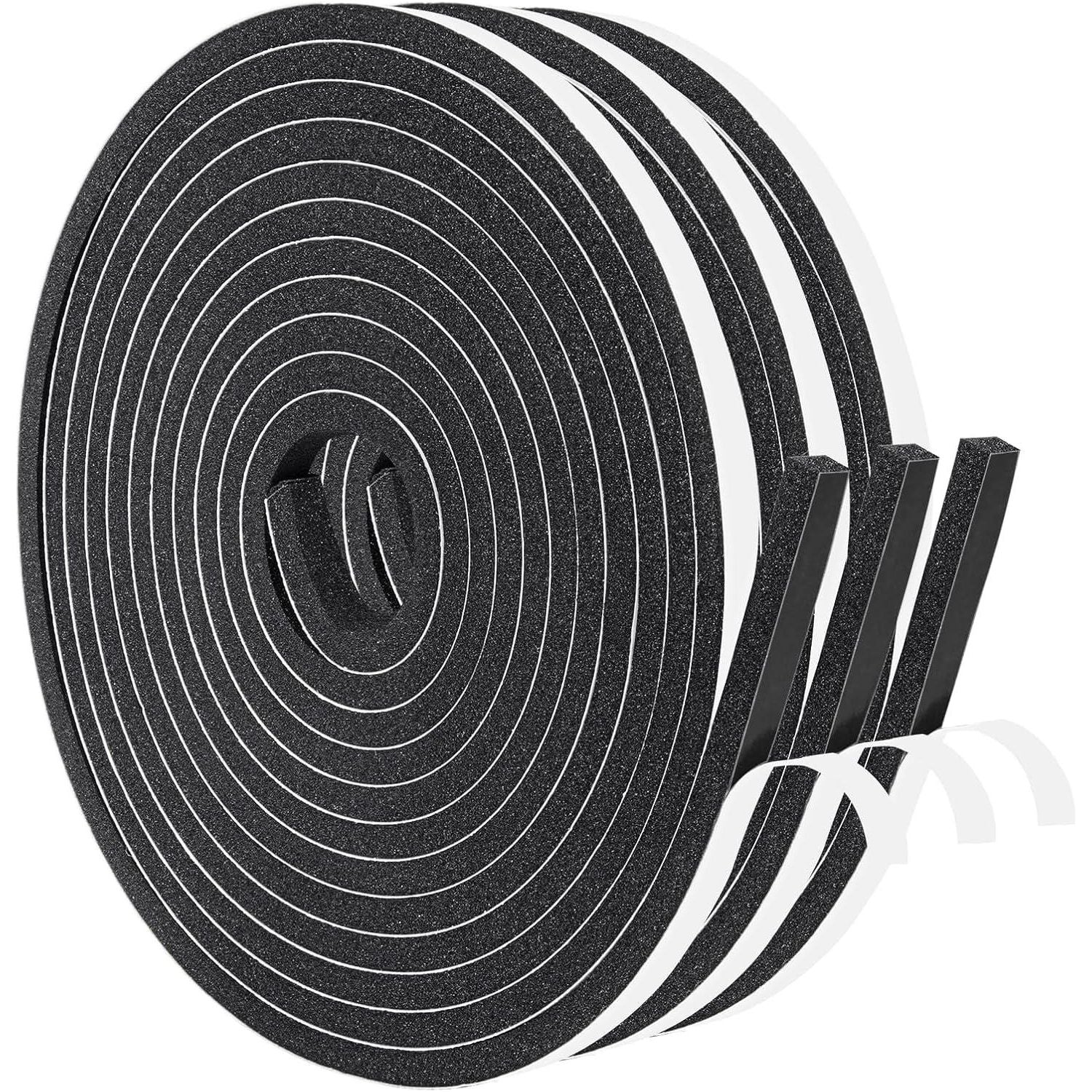 Yotache Foam Tape 3 Strips 1/4 Inch Wide X 1/4 Inch Thick, Weather Stripping For Doors And Window High Density Foam Seal Tape Sliding Door Weather Strip, Total 30 Feet Long (3 X 10 Ft Each),