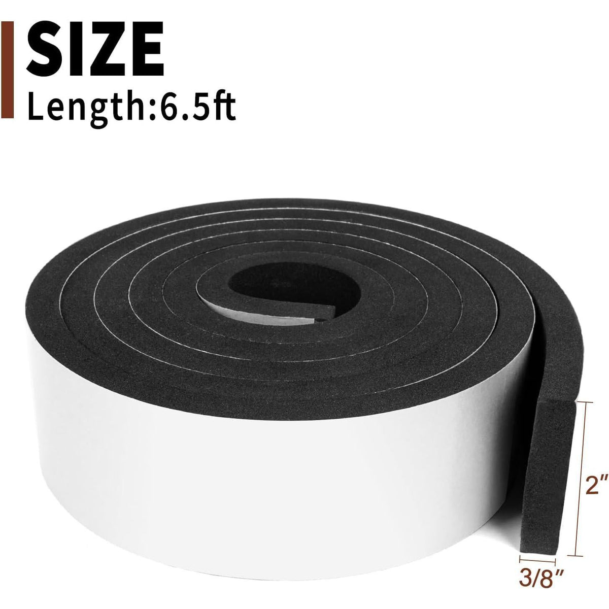 Yotache Foam Weather Stripping Adhesive 2 Inch Wide X 3/8 Inch Thick, Door Jamb Weather Seal Neoprene Window Foam Tape Outdoor Car Weather Stripping Roll, Total 6.5 Feet Long,653846684363