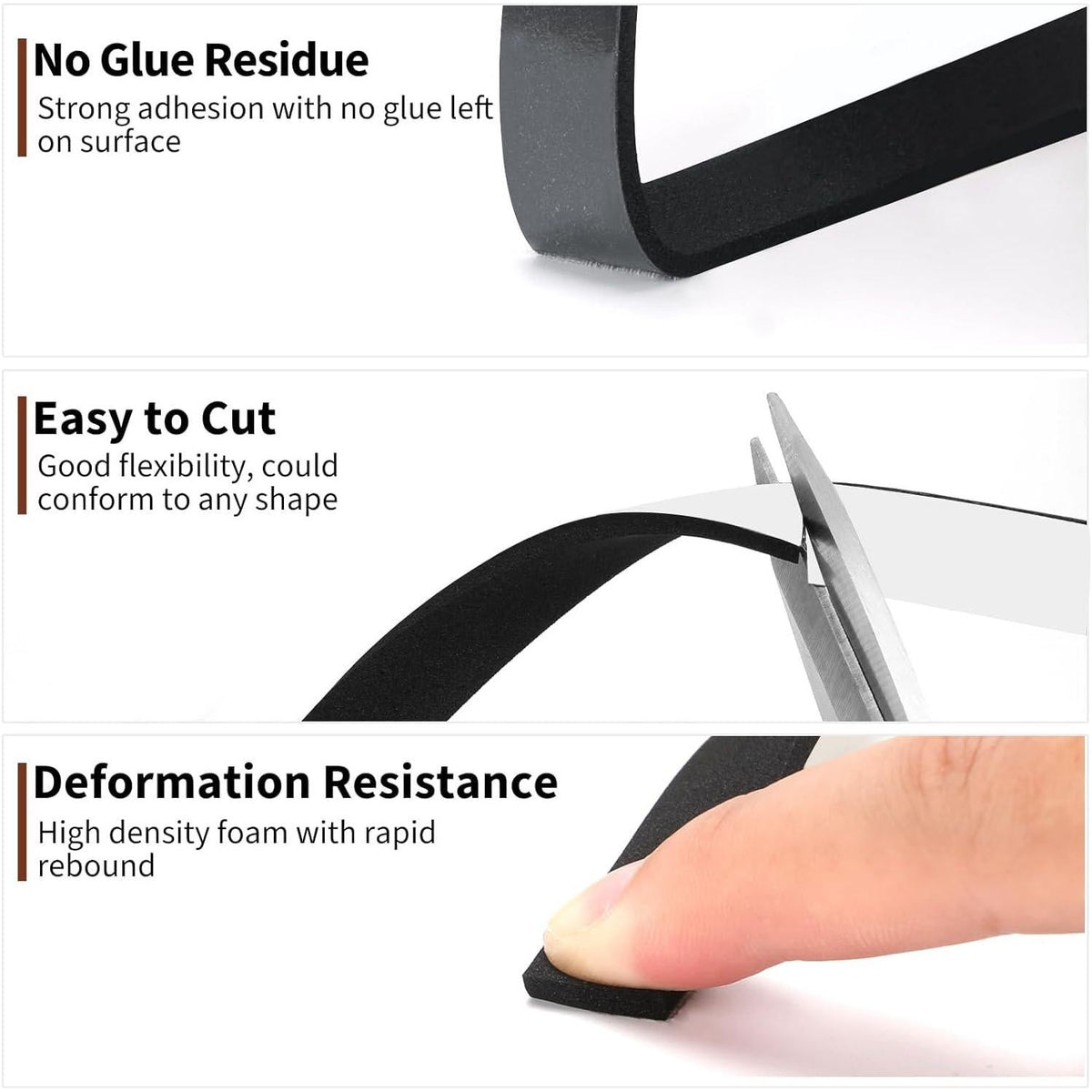 Yotache High Density Foam Tape Neoprene Weather Stripping 1/16 Inch Thick X (.50) 1/2 Inch Wide For Door Insulation, Soundproofing, Rattle, Total 33 Feet Long,653846952776