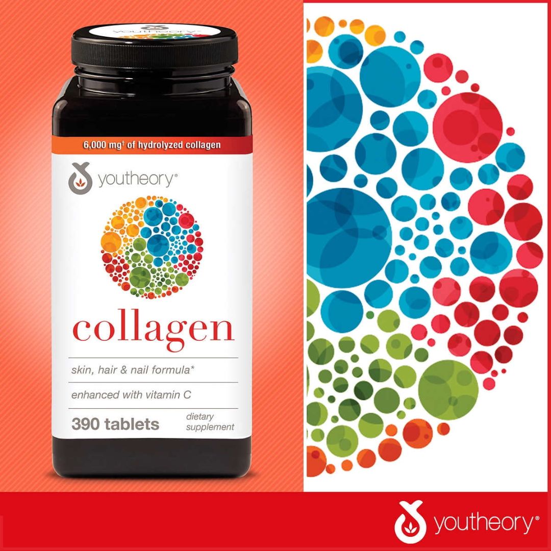 Youtheory Collagen + Biotin 6,000mg 390 Tablets,853244003029