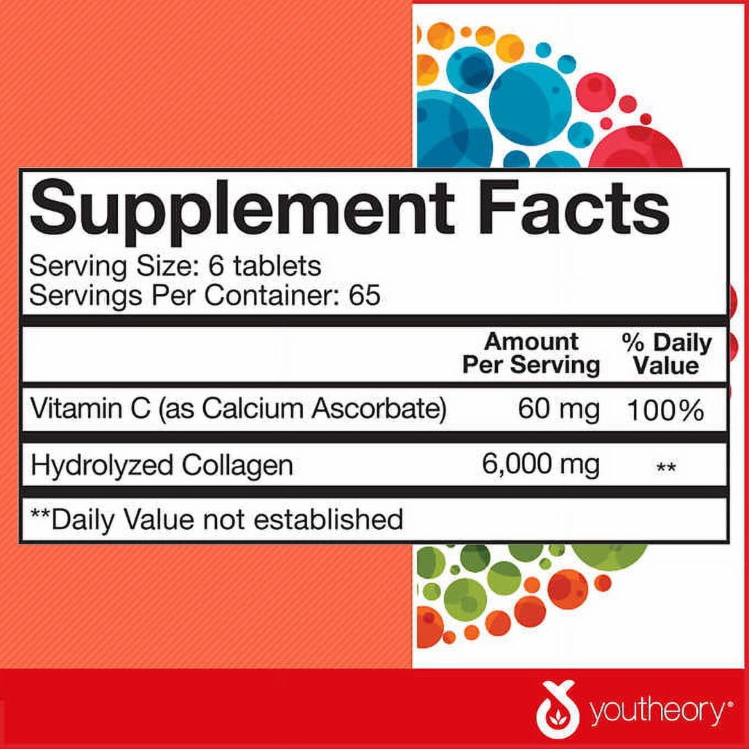 Youtheory Collagen + Biotin 6,000mg 390 Tablets,853244003029
