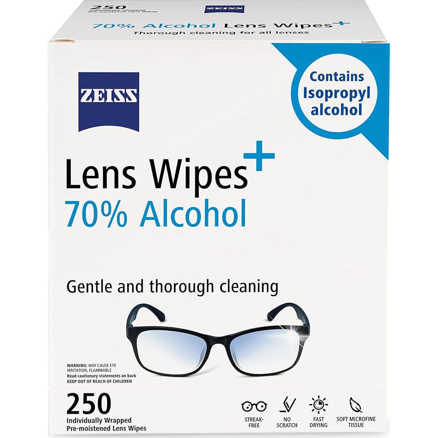 ZEISS ZEISS Pre-Moistened Lens Cleaning Wipes With 70% Alcohol, 250 Count