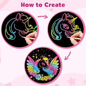 ZMLM Scratch Art Rainbow Notebooks, 2 Pack, Pink, Gift for Ages 3–10, Easter Basket Stuffers