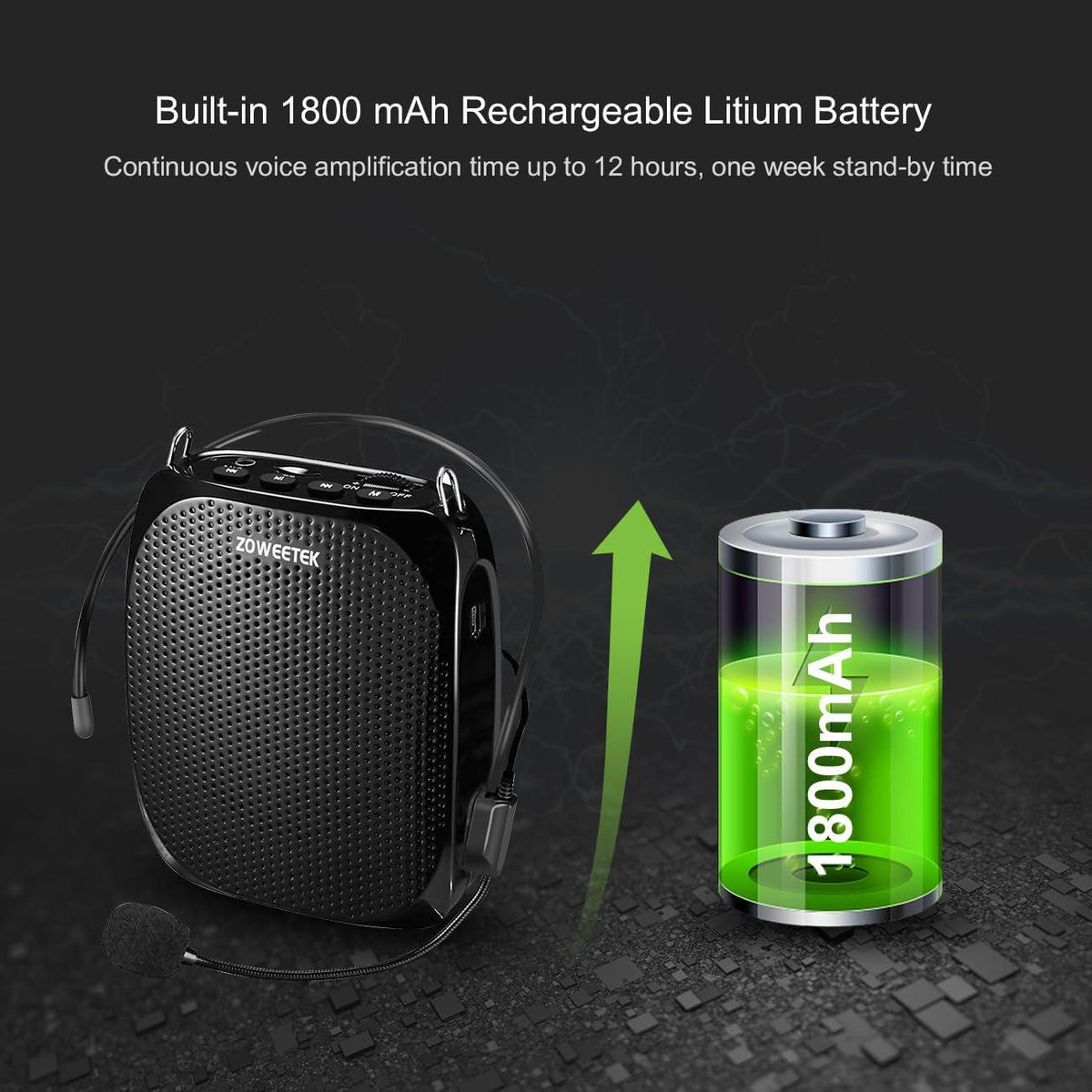 ZOWEETEK ZW-Z258 Portable Rechargeable Mini Voice Amplifier For Teachers With Waistband, Portable Speakers Supports MP3 Format Audio For Speech, Class, Training,Tour Guide, Power Amplifiers,