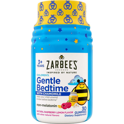 Zarbee's Zarbee's Gentle Bedtime Gummies For Kids - Melatonin-Free Blend Of Natural Honey, Raspberry Lemon, And Chamomile Helps Children Unwind And Relax To Prepare For Sleep, 30ct
