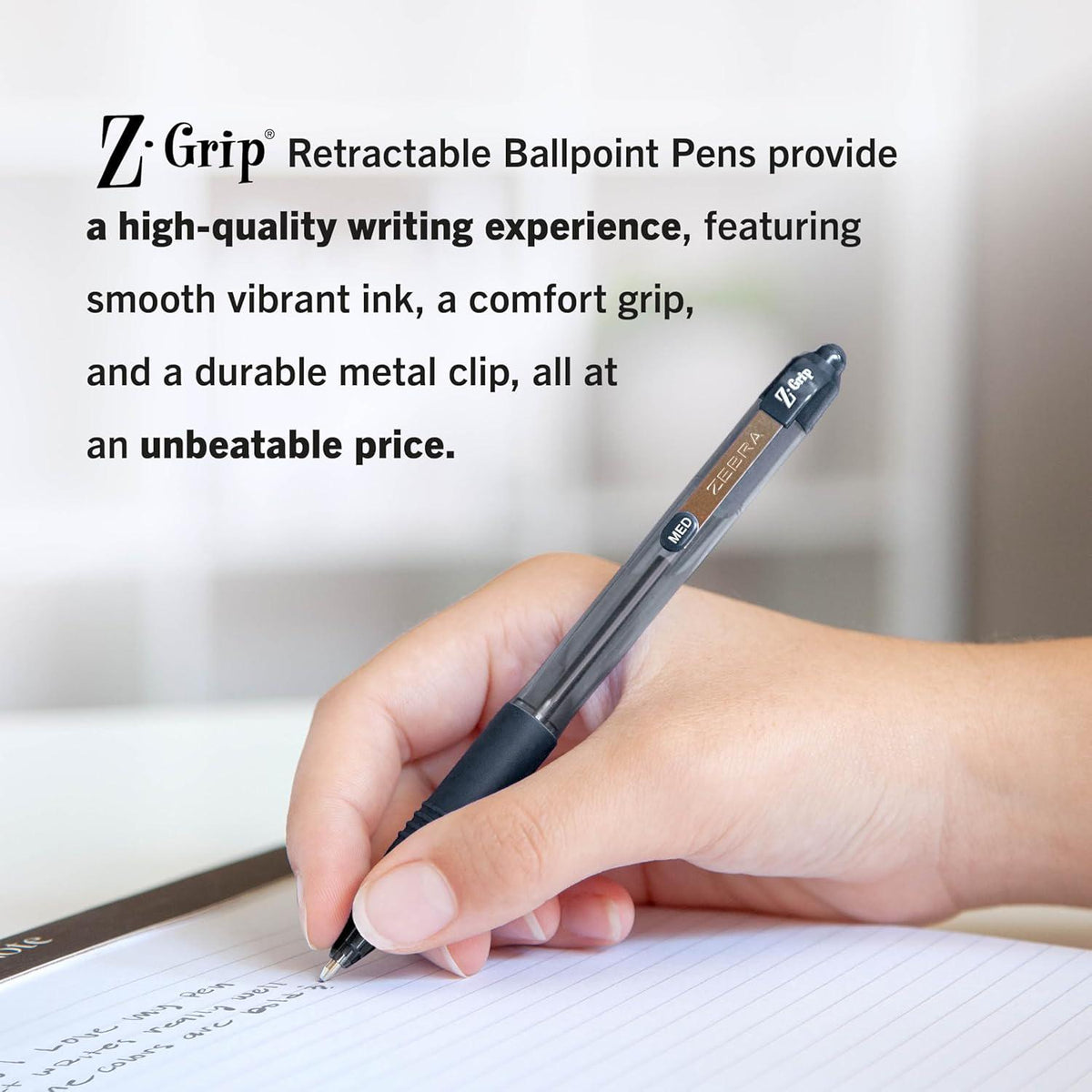 Zebra Pen Z-Grip Retractable Ballpoint Pen, Medium Point, Black Ink, Model Number: 22218, 18-Pack (22218),