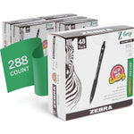 Zebra Pen Z-Grip Retractable Ballpoint Pen, Medium Point, 1.0mm, Black Ink, Model Number: 22148 - (Pack Of 6, 288 Count Total),