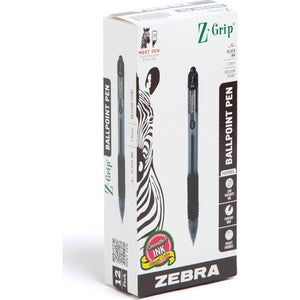 Zebra Pen Z-Grip Retractable Ballpoint Pen, Medium Point, 1.0mm, Black Ink, 12-Count,