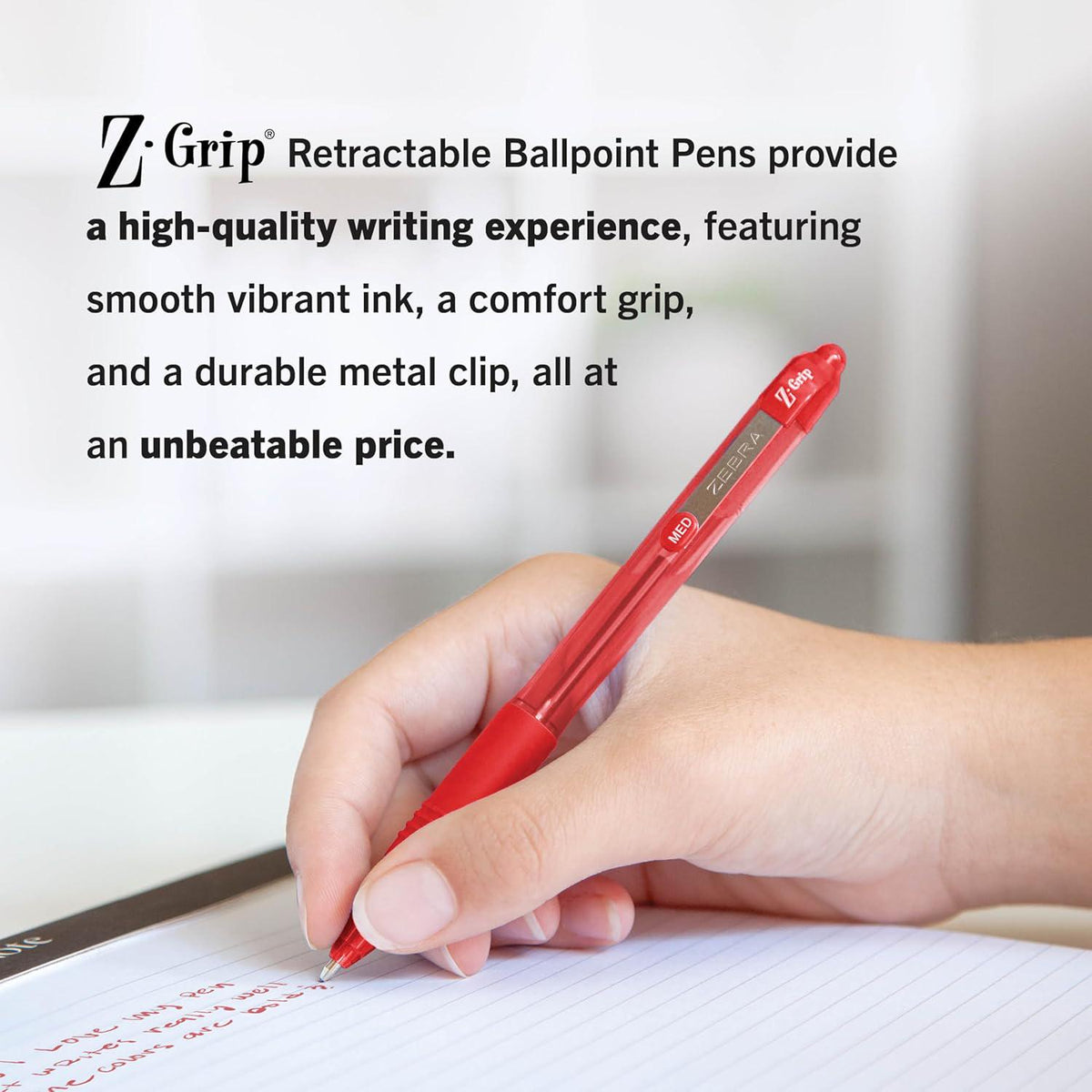 Zebra Pen Z-Grip Retractable Ballpoint Pen, Medium Point, Red Ink (Pack Of 1, 18 Count Total),