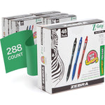Zebra Pen Z-Grip Retractable Ballpoint Pen, Medium Point, 1.0mm, Assorted Business Colors, 48 Pack - (Case Of 6, 288 Count Total),