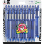 Zebra Pen Z-Grip Retractable Ballpoint Pen, Medium Point, Blue Ink, 24-Pack, Model Number: 12225,