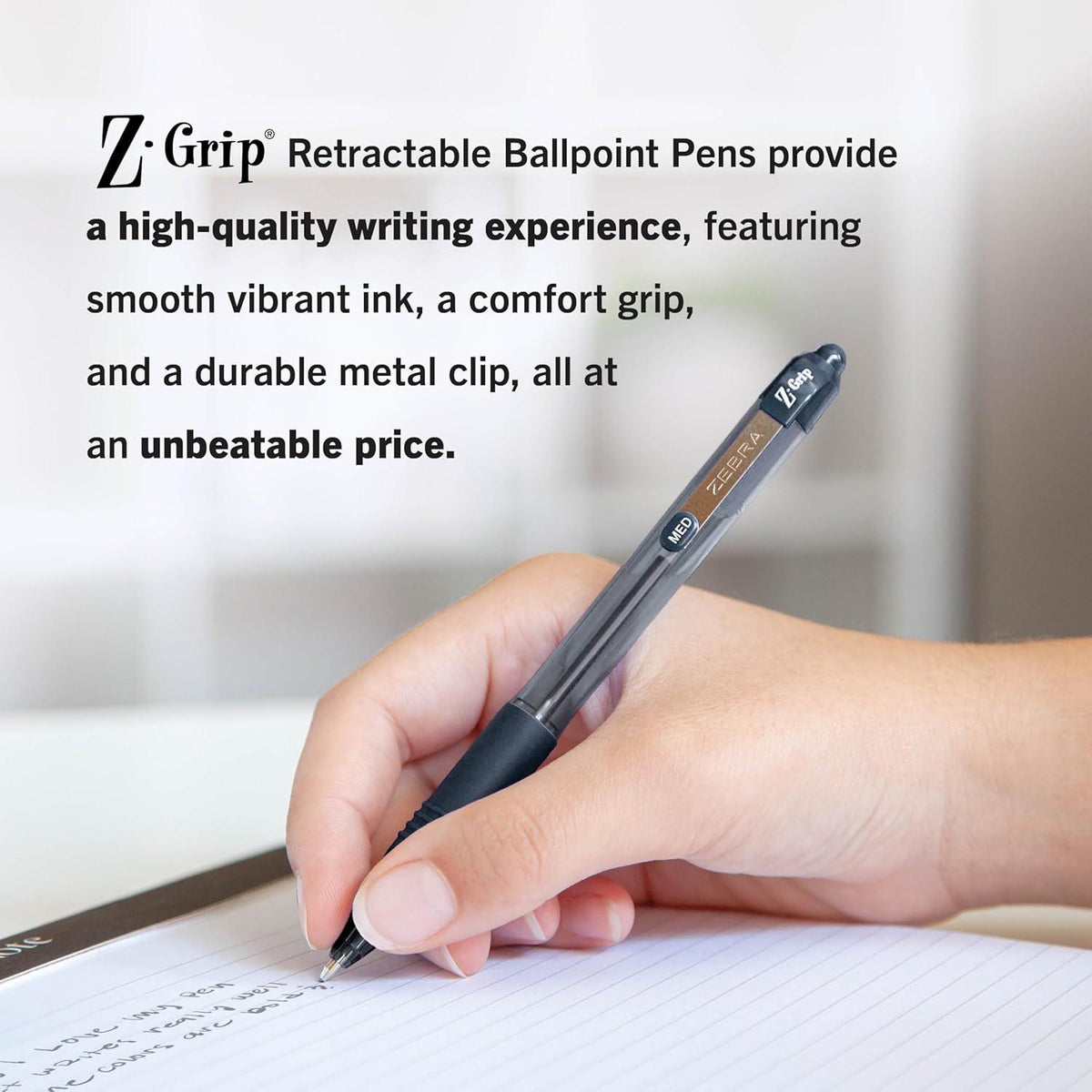 Zebra Pen Z-Grip Retractable Ballpoint Pen, Medium Point, Assorted Business Colors, 48-Pack, Model Number: 22048,