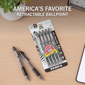 Zebra Pen Z-Grip Retractable Ballpoint Pen, Medium Point, 1.0mm, Black Ink, 5-Pack (22215),