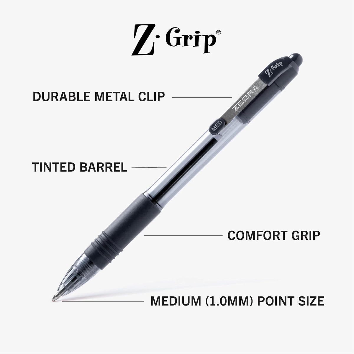 Zebra Pen Z-Grip Retractable Ballpoint Pen, Medium Point, Assorted Business Colors, 48-Pack, Model Number: 22048,
