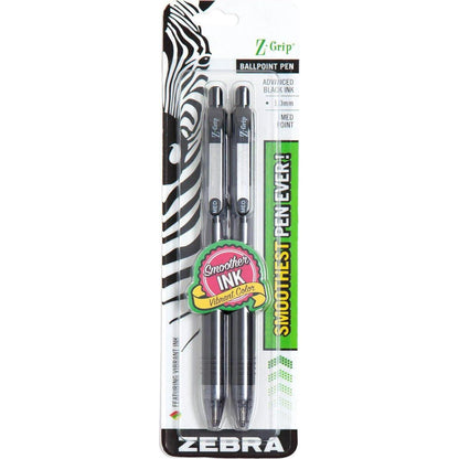 Zebra Pen Z-Grip Retractable Ballpoint Pen, Medium Point, 1.0mm, Black Ink, 2-Count,