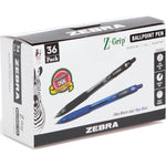 Zebra Pen Z-Grip Retractable Ballpoint Pen, Medium Point, 1.0mm, Blue And Black Ink, 36-Pack,