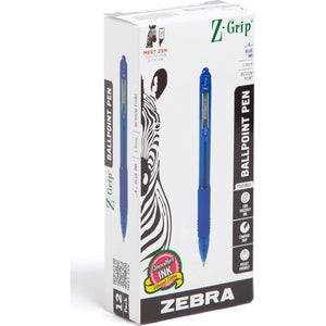 Zebra Pen Z-Grip Retractable Ballpoint Pen, Medium Point, 1.0mm, Blue Ink, 12-Count (22220),