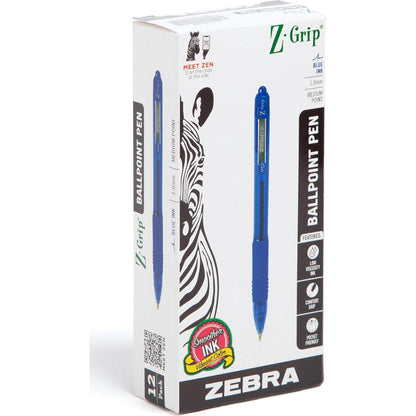 Zebra Pen Z-Grip Retractable Ballpoint Pen, Medium Point, 1.0mm, Blue Ink, 12-Count (22220),