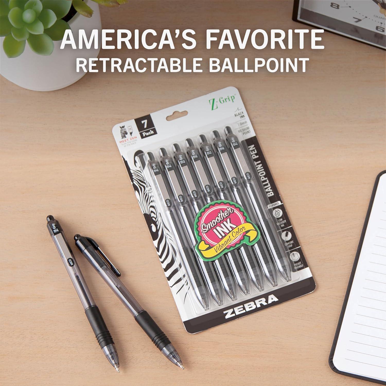 Zebra Z-Grip RT BP Pen, Black, 7 Pack (22271),