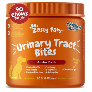 Zesty Paws Cranberry Bladder Support Chews for Dogs, Urinary Health, Immune & Gut Aid, 90 Ct, Chicken Flavor
